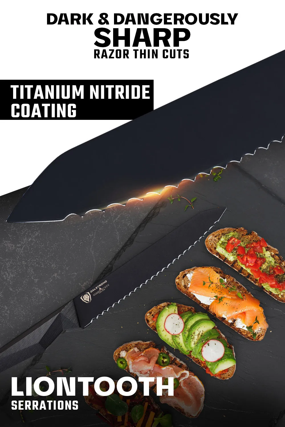 Serrated Utility Knife 6.5"  | Shadow Black Series | NSF Certified | Dalstrong ©