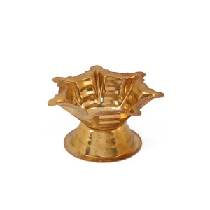 Seven Star Brass Lamp With Base - 1 x 2 Inches | Brass Deepam/ 7 Star Brass Vilakku for Pooja