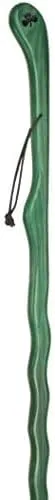 Shamrock Engraved Green Ash Walking Cane with Leather Wrist Strap, Walking Stick for Hiking, Walking Cane for Men and Women