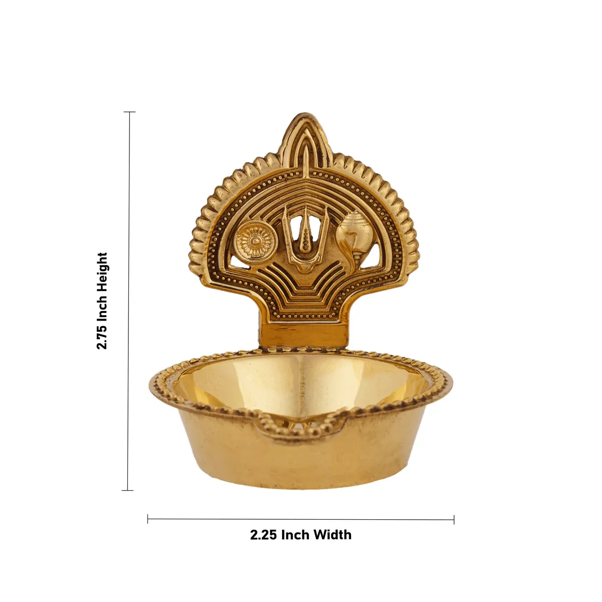 Shankh Chakra Namam Design Brass Lamp - 2.75 x 2.25 Inches | Brass Vilakku/ Brass Deepam for Pooja