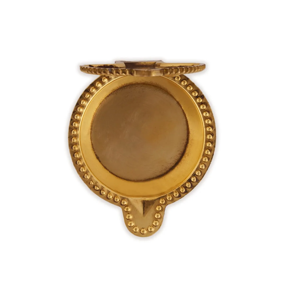 Shankh Chakra Namam Design Brass Lamp - 2.75 x 2.25 Inches | Brass Vilakku/ Brass Deepam for Pooja