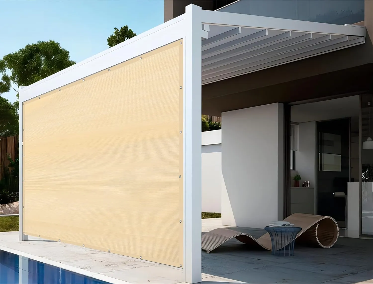 Shatex 90% Sun Shades for Patios 10x 20ft Shade Fabric Sun Shade Cloth Taped Edge with Grommets Sun-Block Mesh Shade for Pergola Cover Canopy Wheat, 12 Bungee Balls