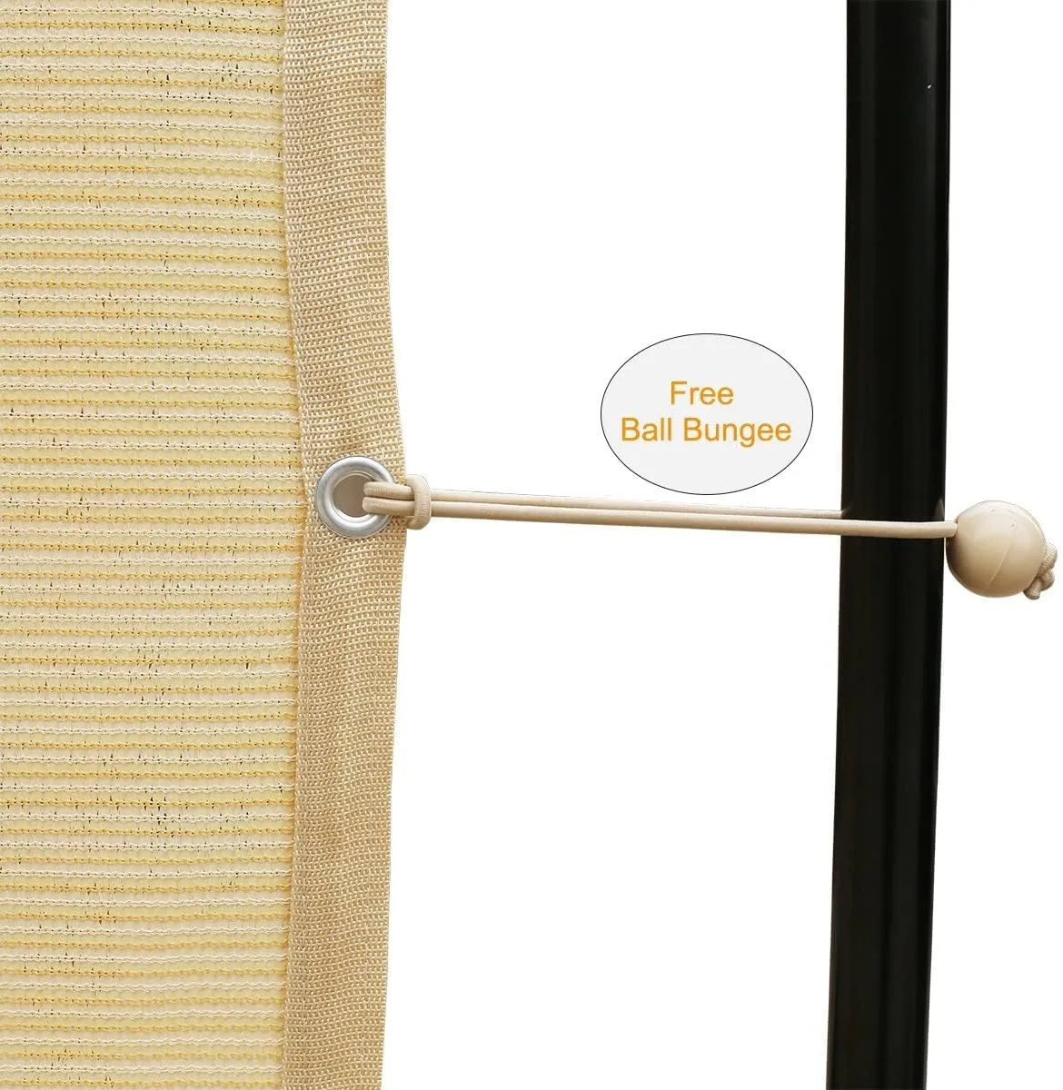 Shatex 90% Sun Shades for Patios 10x 20ft Shade Fabric Sun Shade Cloth Taped Edge with Grommets Sun-Block Mesh Shade for Pergola Cover Canopy Wheat, 12 Bungee Balls