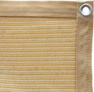 Shatex 90% Sun Shades for Patios 10x 20ft Shade Fabric Sun Shade Cloth Taped Edge with Grommets Sun-Block Mesh Shade for Pergola Cover Canopy Wheat, 12 Bungee Balls