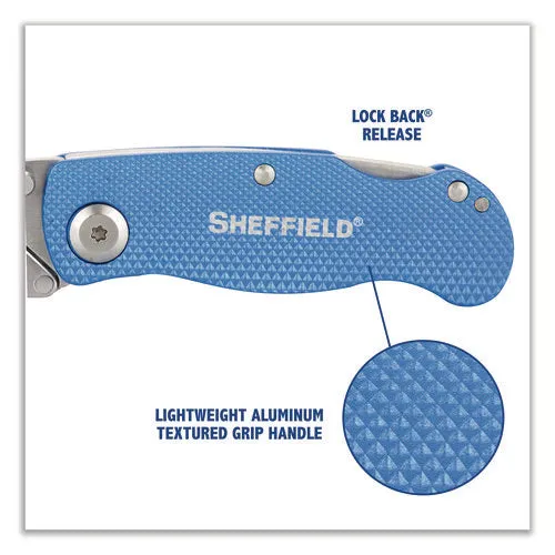 Sheffield Folding Lock Back Utility Knife Set, 1 Standard, 1 Mini, Blue