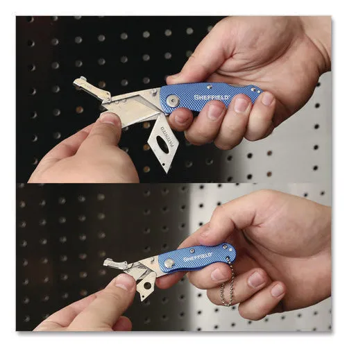 Sheffield Folding Lock Back Utility Knife Set, 1 Standard, 1 Mini, Blue