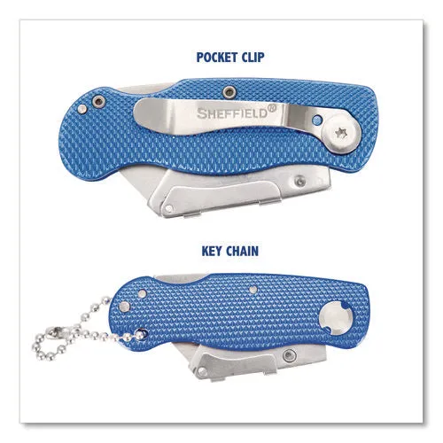 Sheffield Folding Lock Back Utility Knife Set, 1 Standard, 1 Mini, Blue