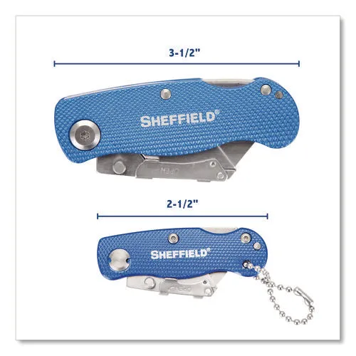 Sheffield Folding Lock Back Utility Knife Set, 1 Standard, 1 Mini, Blue