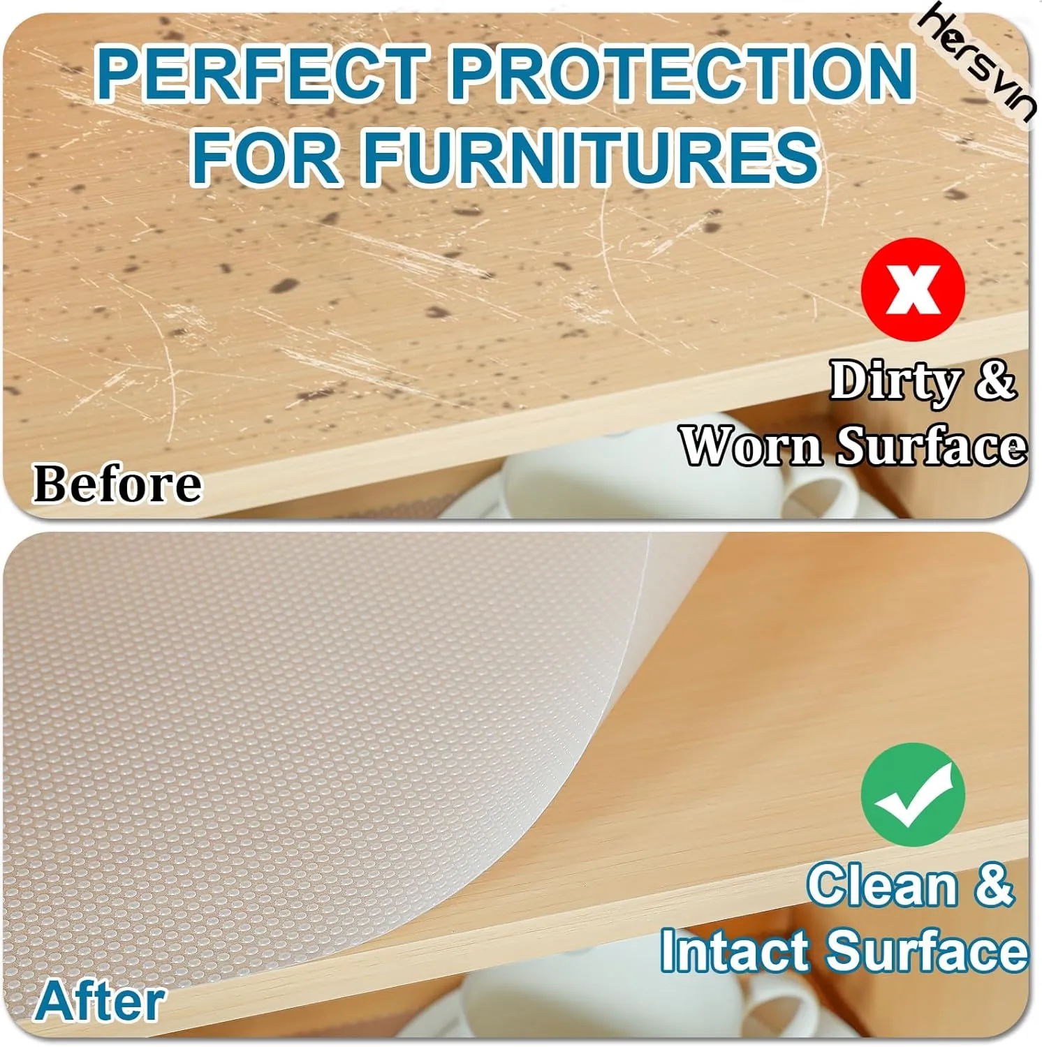 Shelf Liners, 16in x 20ft Kitchen Drawer Mats, Non-Adhesive EVA Cupboard Protector, Cabinet Lining, Refrigerator Liner (Clear Dot, 40.7x610cm)