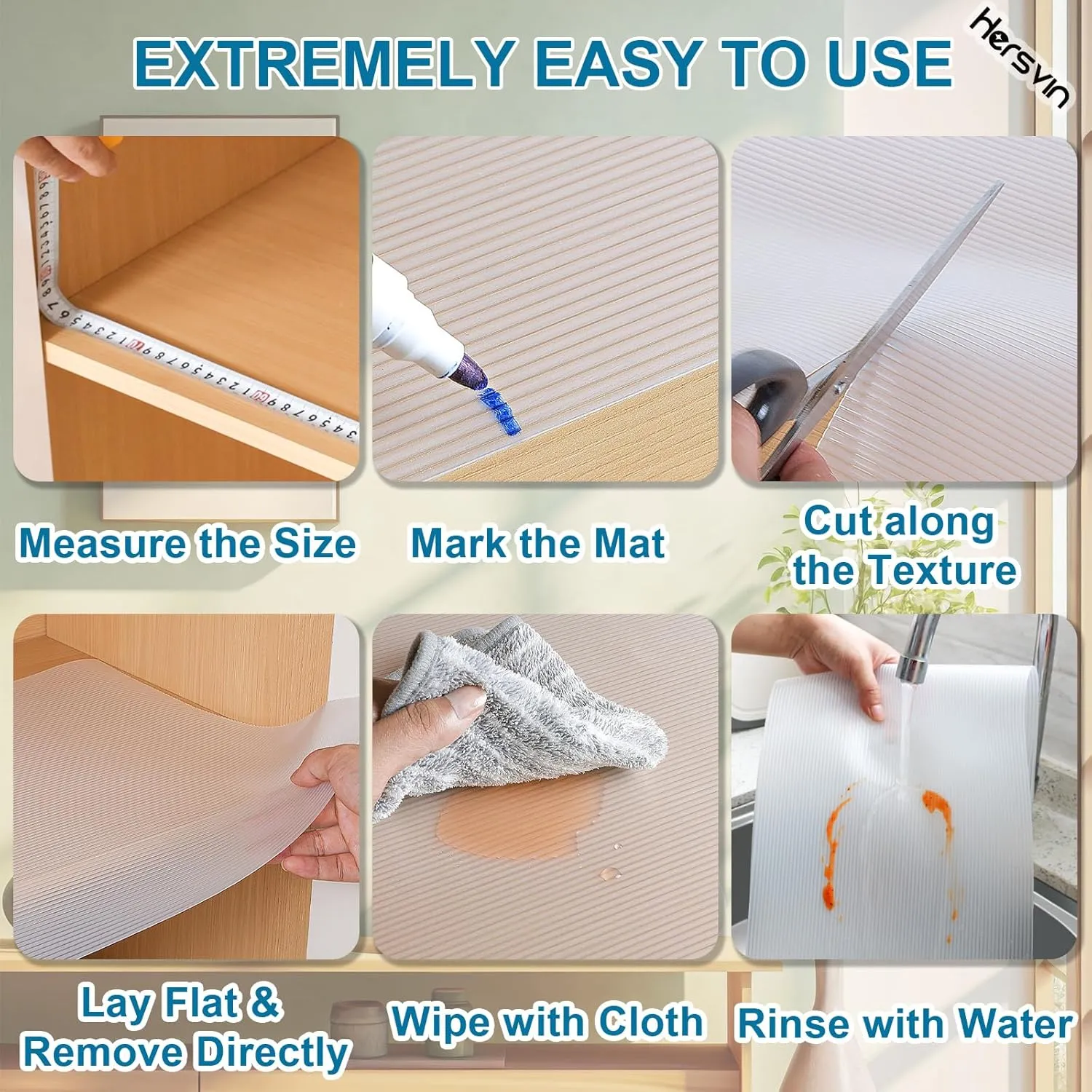 Shelf Liners 20 in x 20 ft EVA Drawer Mats, Non-Adhesive Cupboard Protector, Kitchen Cabinet Lining Fridge Liner (Clear Stripe, 50.8x610cm)