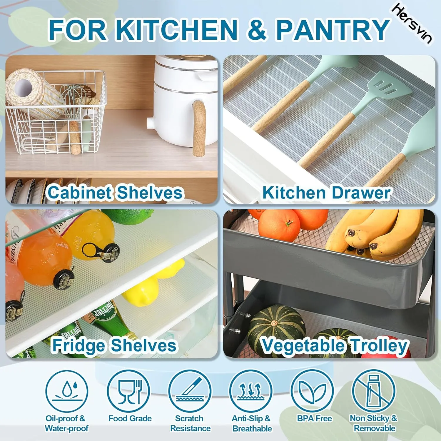 Shelf Liners 20 in x 20 ft EVA Drawer Mats, Non-Adhesive Cupboard Protector, Kitchen Cabinet Lining Fridge Liner (Clear Stripe, 50.8x610cm)