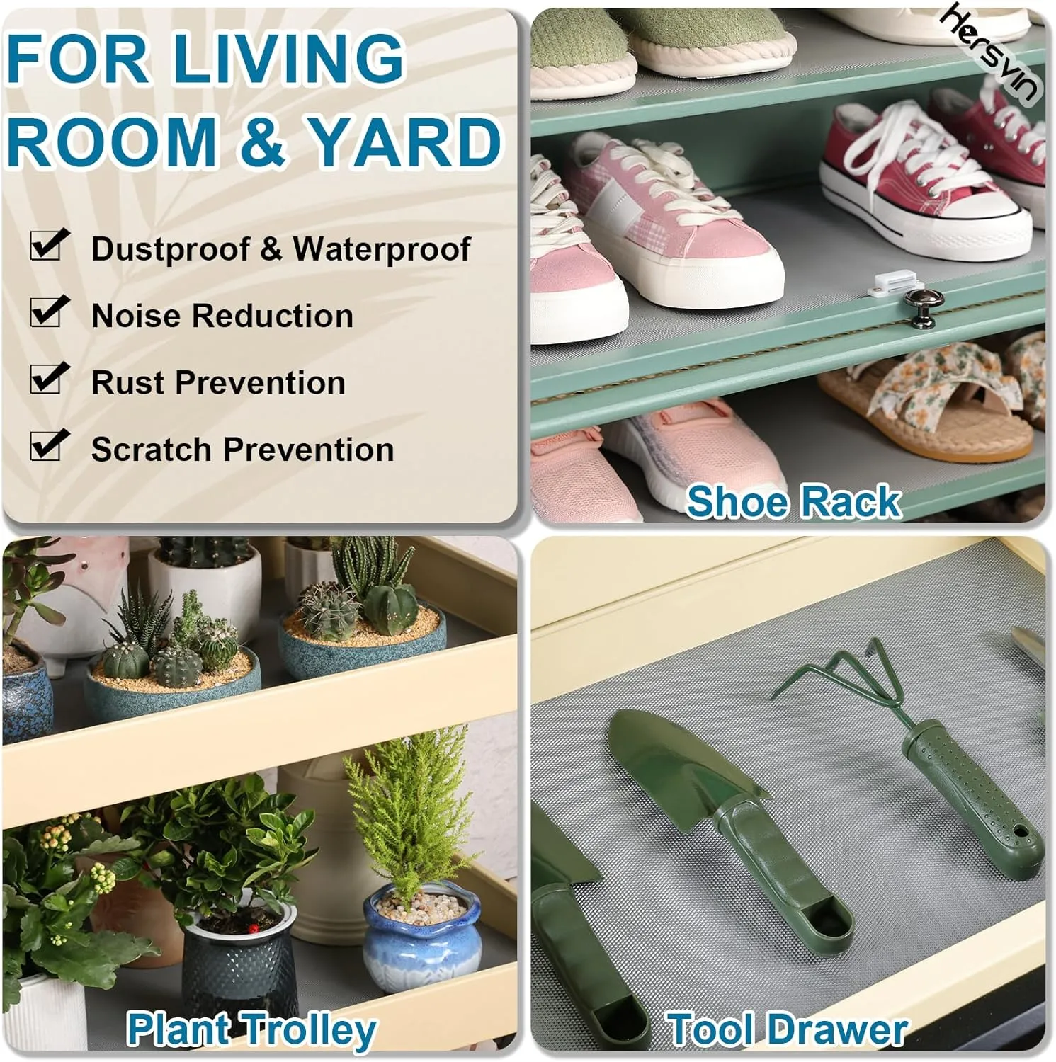 Shelf Liners, 23.6 in x16.4 ft EVA Non-Slip Drawer Mats Non-Adhesive Cupboard Pad Kitchen Cabinet Lining Fridge Cushion for Home Office (Gray/Diamond, 60x500cm)