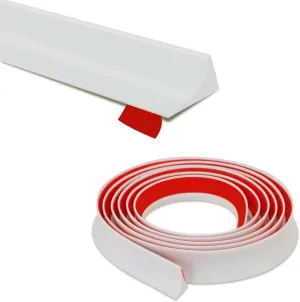 Shower Threshold Water Dam,Walk in Shower Water Guard, Shower Dam Water Barrier Bathroom Sink Splash for Dry And Wet Separation Caulk Seal Strip Edge Trim (98Inch, White)