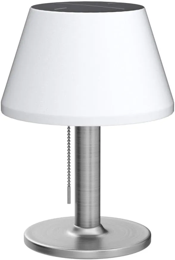 shumi LED Solar Table Lamp Outdoor Waterproof-3 Way Dimmable Outside Patio Table lamp,Solar Modern Bedsid Lamp,Cordless Solar Desk Lamp with Pull Chain for Bedroom Living Room,Kids Room,Garden