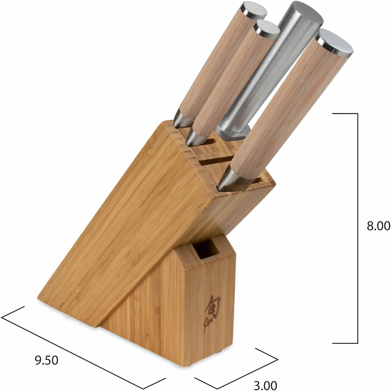 Shun Classic Blonde 5 Piece Starter Block Set, Includes 8" Chef, 3.5" Paring & 6" Utility Knives, Handcrafted Japanese Knife Block Set, Damascus Stainless Steel Cladding, Pakkawood Handle