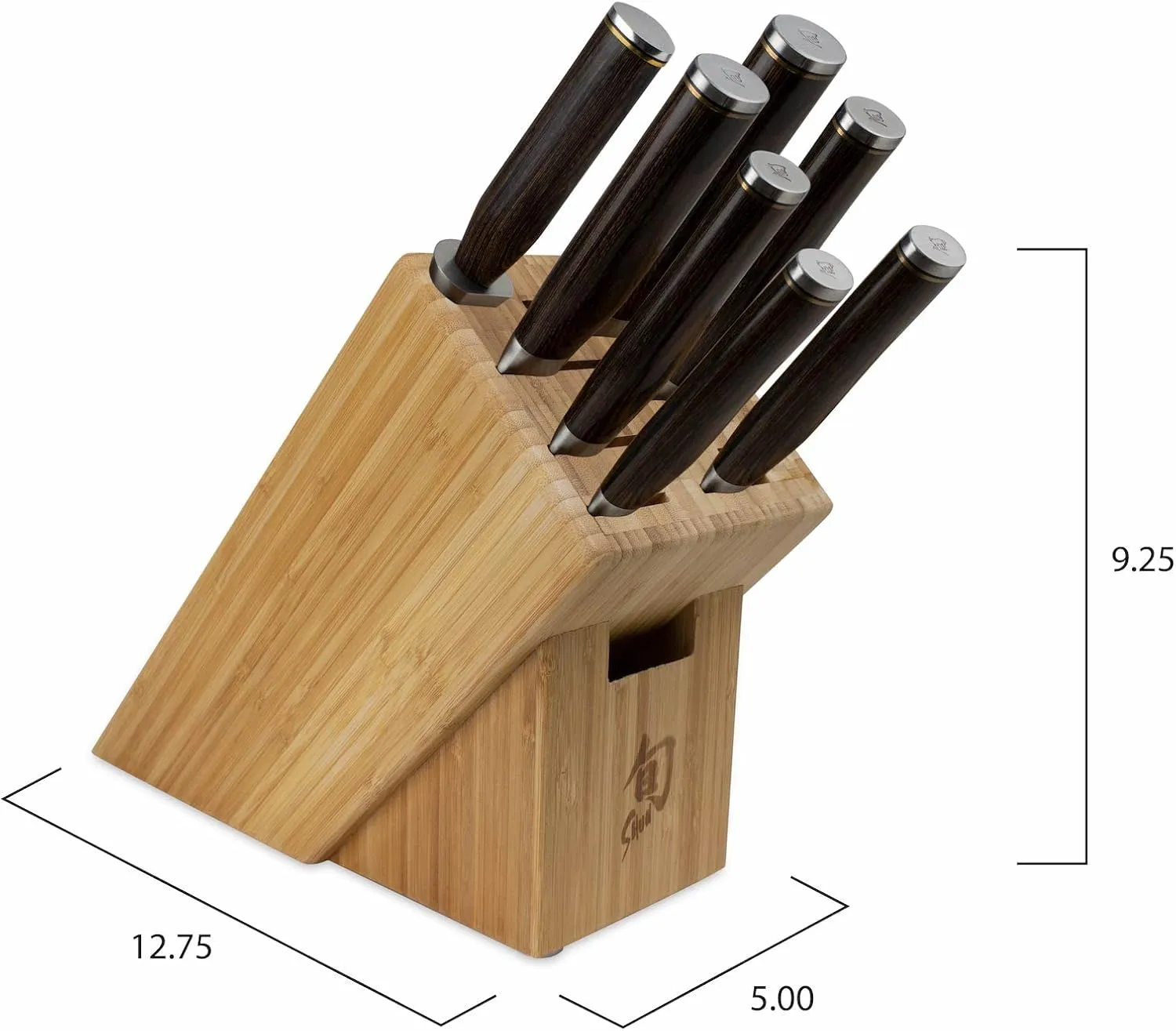 Shun Premier 8 Piece Professional Block Set, Features 6 Shun Premier Knives, Honing Steel and 11-Slot Bamboo Knife Block, Handcrafted Japanese Knife Set, Pakkawood Handles