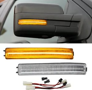 Side Mirror Turn Signal Lights LED Assembly Compatible with F150 2009-2014/for Mark LT 2010-2014,Blink Turn Marker Lamp (Clear Len Yellow Light)