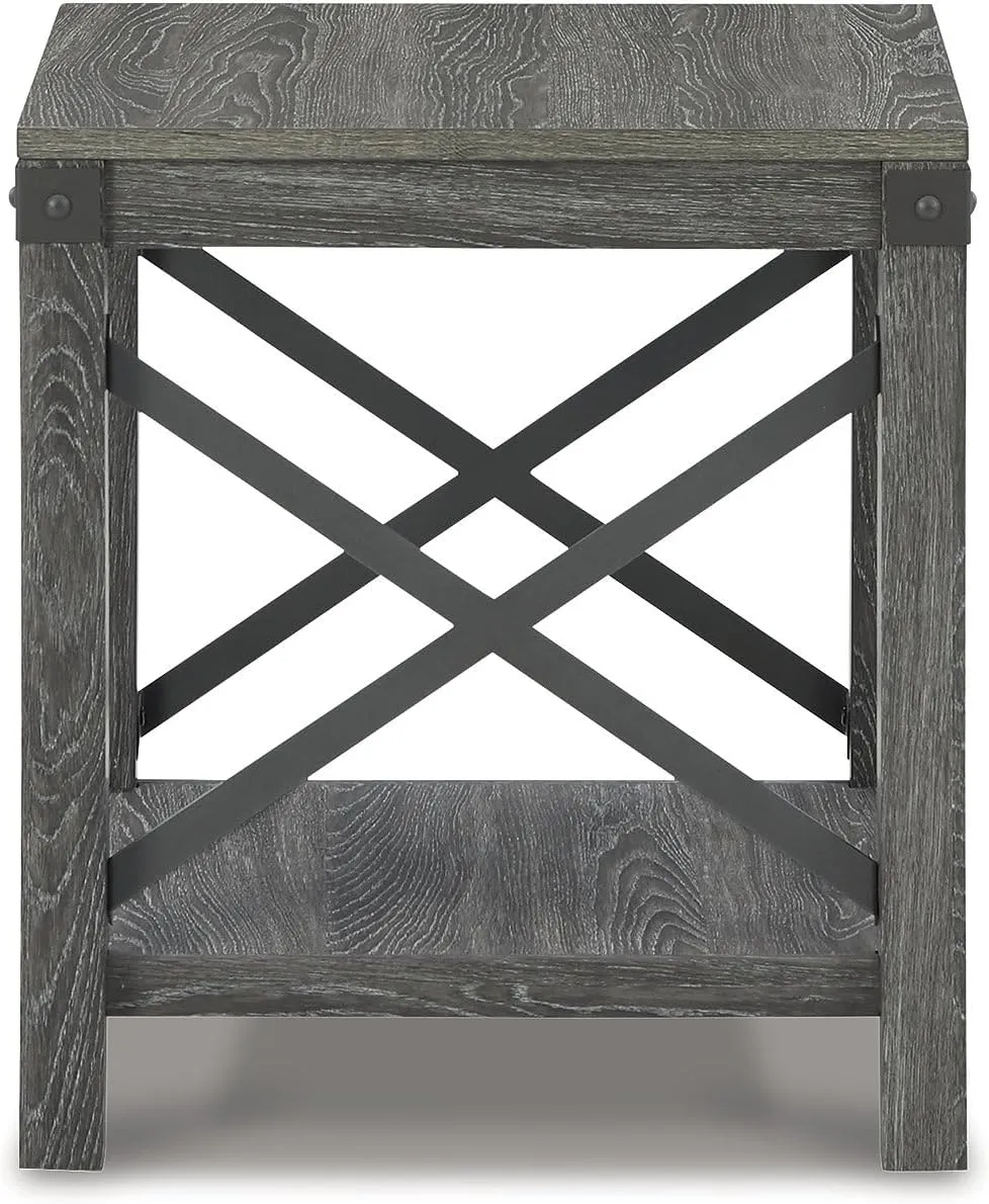 Signature Design by Ashley Freedan Rustic Farmhouse End Table, Gray