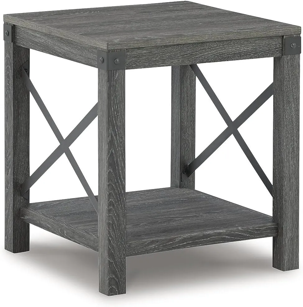 Signature Design by Ashley Freedan Rustic Farmhouse End Table, Gray