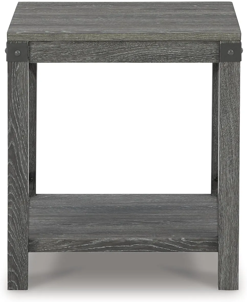 Signature Design by Ashley Freedan Rustic Farmhouse End Table, Gray