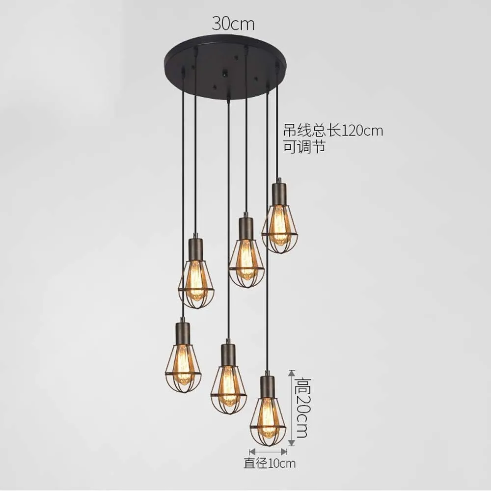 Simple V-intage Birdcage Metal Pendant Ceiling Light Farmhouse Industrial Lighting Fixture E27 Edison Restaurant Adjustable Hanging Light Fixtuure,for Dining Living Room
