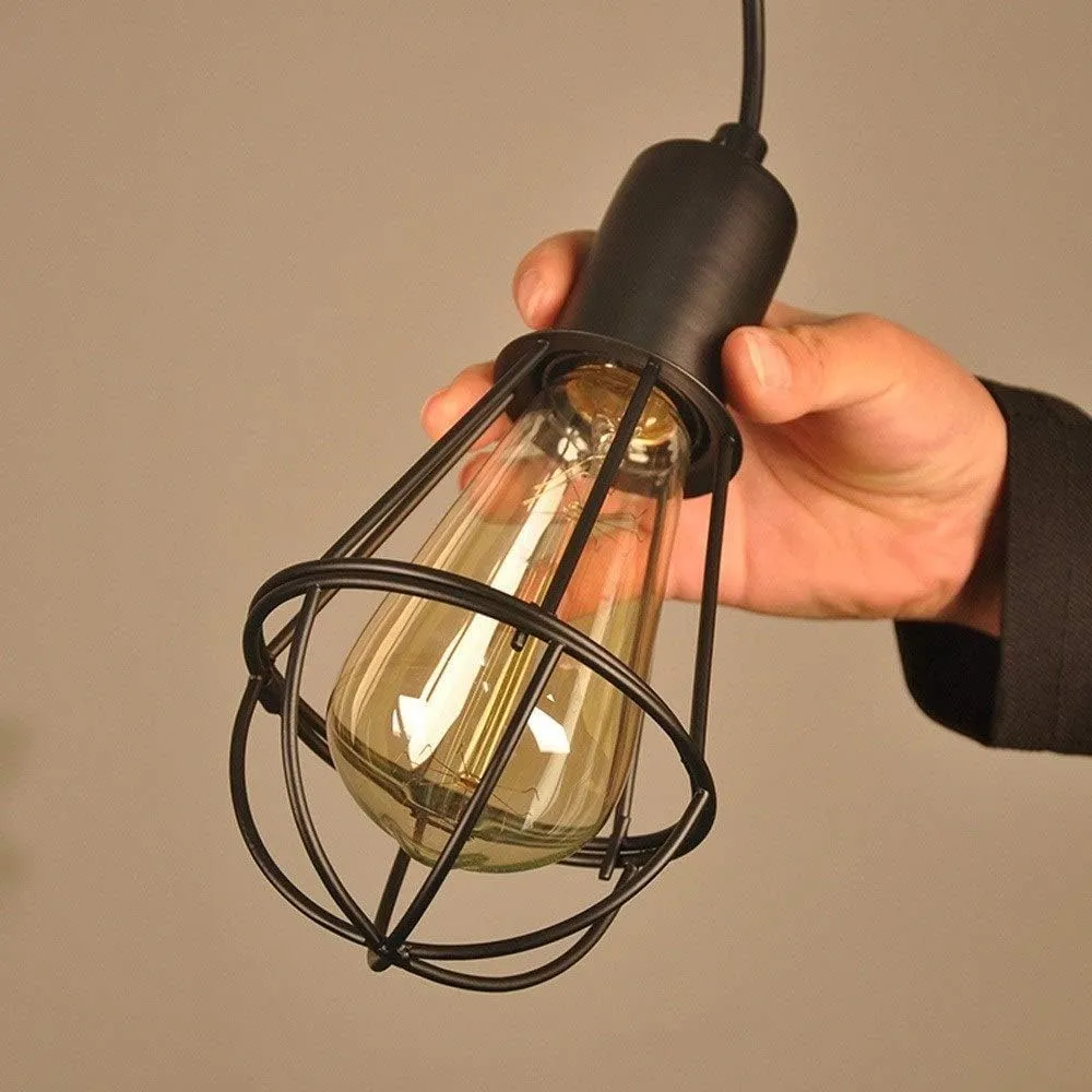 Simple V-intage Birdcage Metal Pendant Ceiling Light Farmhouse Industrial Lighting Fixture E27 Edison Restaurant Adjustable Hanging Light Fixtuure,for Dining Living Room