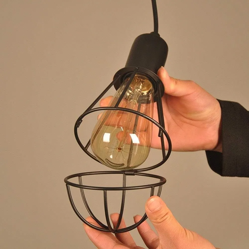Simple V-intage Birdcage Metal Pendant Ceiling Light Farmhouse Industrial Lighting Fixture E27 Edison Restaurant Adjustable Hanging Light Fixtuure,for Dining Living Room