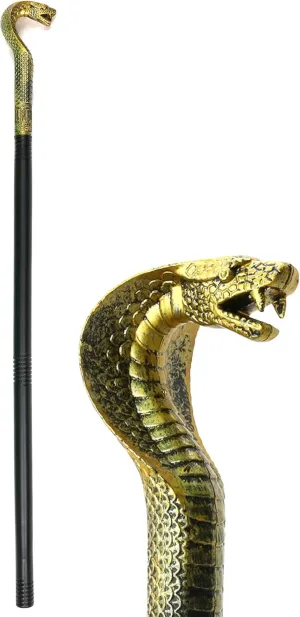 Skeleteen King Cobra Pimp Cane - Egyptian Style Staff or Scepter for Emperor - 1 Piece Costume Accessory Prop Gold