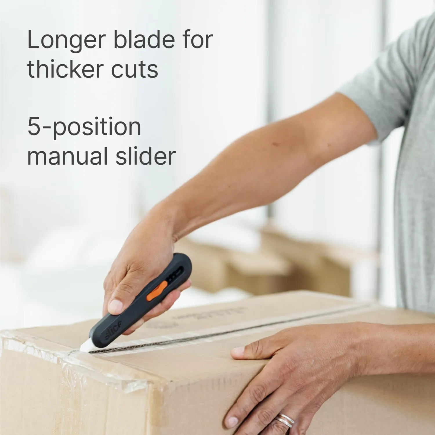 Slice 10550 5 Position Manual Locking Blade Safe Ceramic Blade Utility Knife (1 Pack), Orange