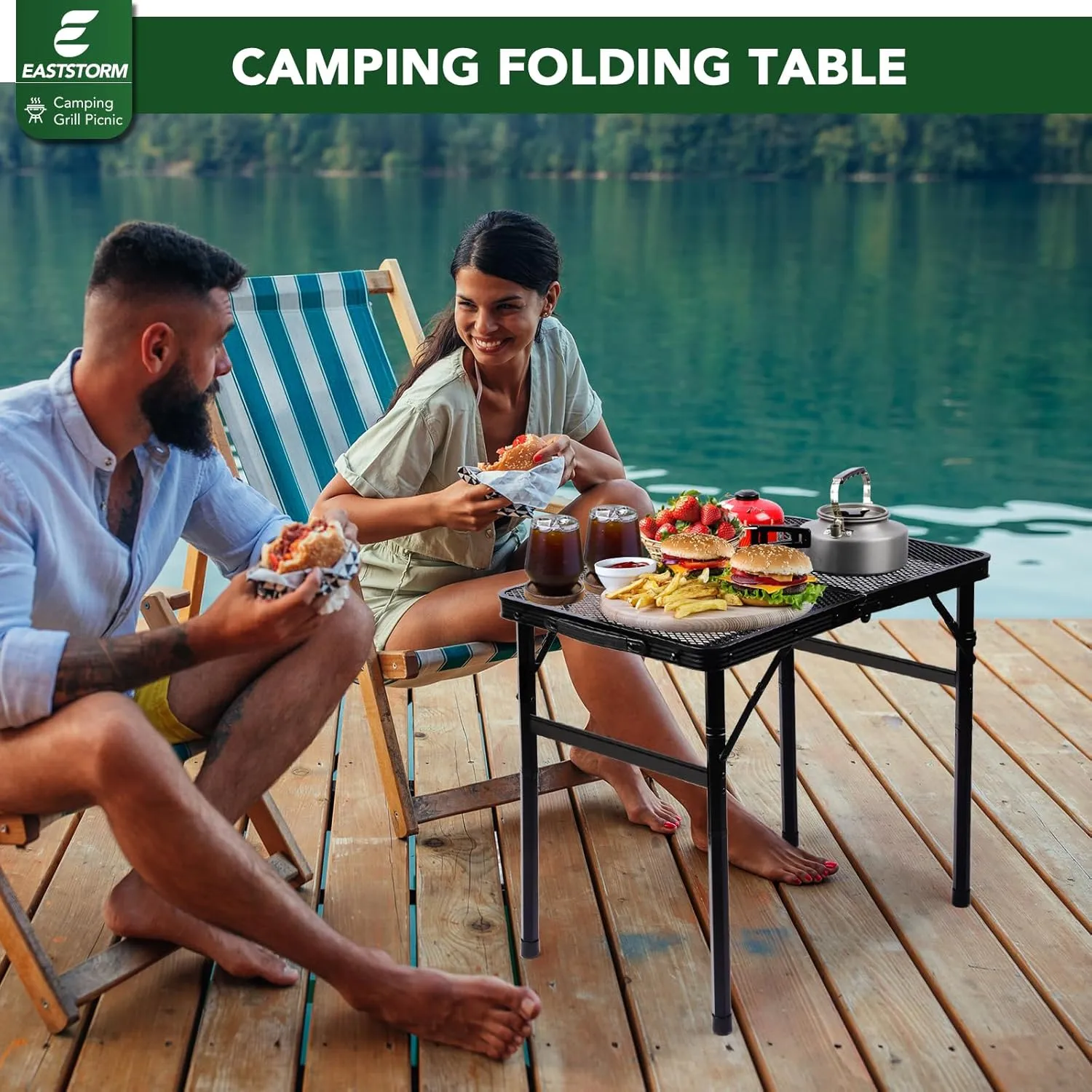 Small Folding Table, Easy for Storage, Compact and Portable Picnic Table for Grill, Outdoor Camping, Garden, Patio, Dining, BBQ, Party, Market, 2Ft (Small, Black)