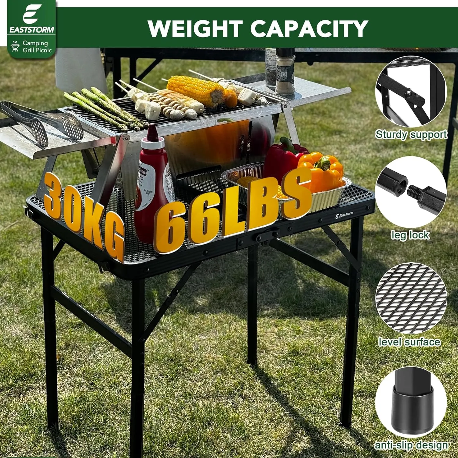 Small Folding Table, Easy for Storage, Compact and Portable Picnic Table for Grill, Outdoor Camping, Garden, Patio, Dining, BBQ, Party, Market, 2Ft (Small, Black)