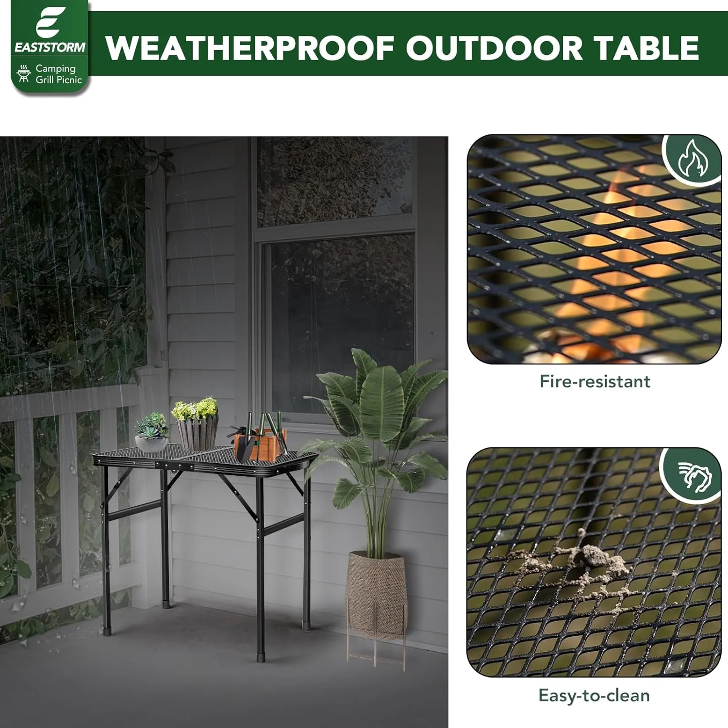 Small Folding Table, Easy for Storage, Compact and Portable Picnic Table for Grill, Outdoor Camping, Garden, Patio, Dining, BBQ, Party, Market, 2Ft (Small, Black)
