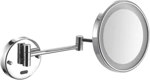 Smart Sensor Makeup Mirror with Lights and 10X Magnification, LED Wall Mounted Vanity Mirror, Rotable Extendable Shaving Mirror,Black,Plug in (Color : Silver, Size : Plug in)