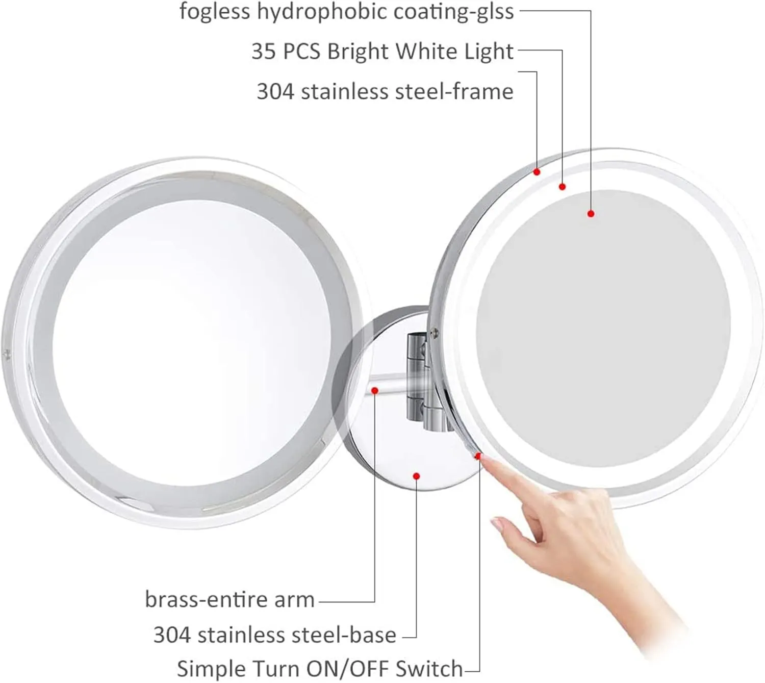 Smart Sensor Makeup Mirror with Lights and 10X Magnification,LED Wall Mounted Vanity Mirror,Rotable Extendable Shaving Mirror(Rose Gold Hardwired)