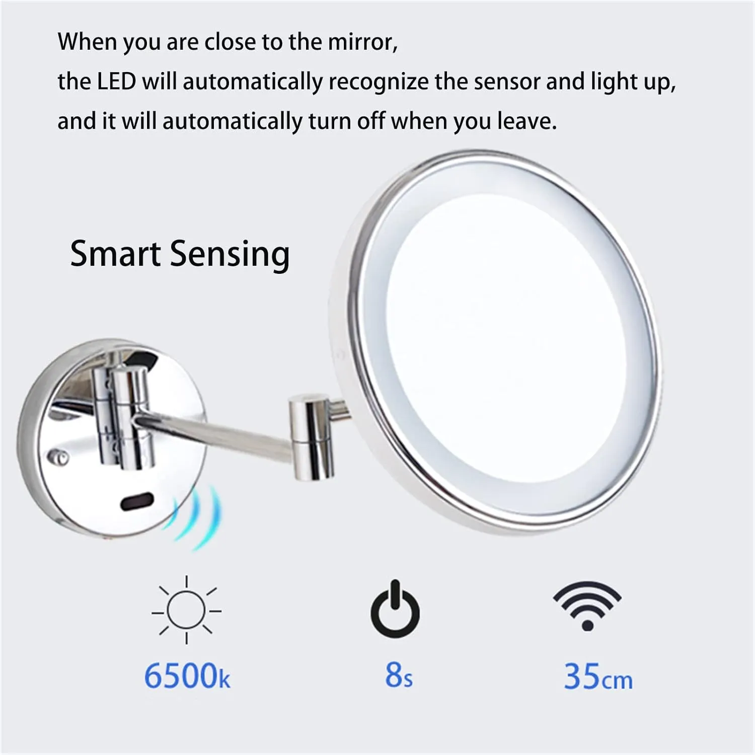 Smart Sensor Makeup Mirror with Lights and 10X Magnification,LED Wall Mounted Vanity Mirror,Rotable Extendable Shaving Mirror(Rose Gold Hardwired)