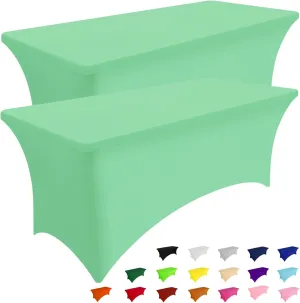 Smiry 2 Pack Spandex Table Cloth 6FT, Elastic Fitted Stretch Tablecloths for Rectangle Tables, Washable Table Cover for Outdoor, Wedding, Banquet & Parties (Bright Green, 72Lx30Wx30H Inch)