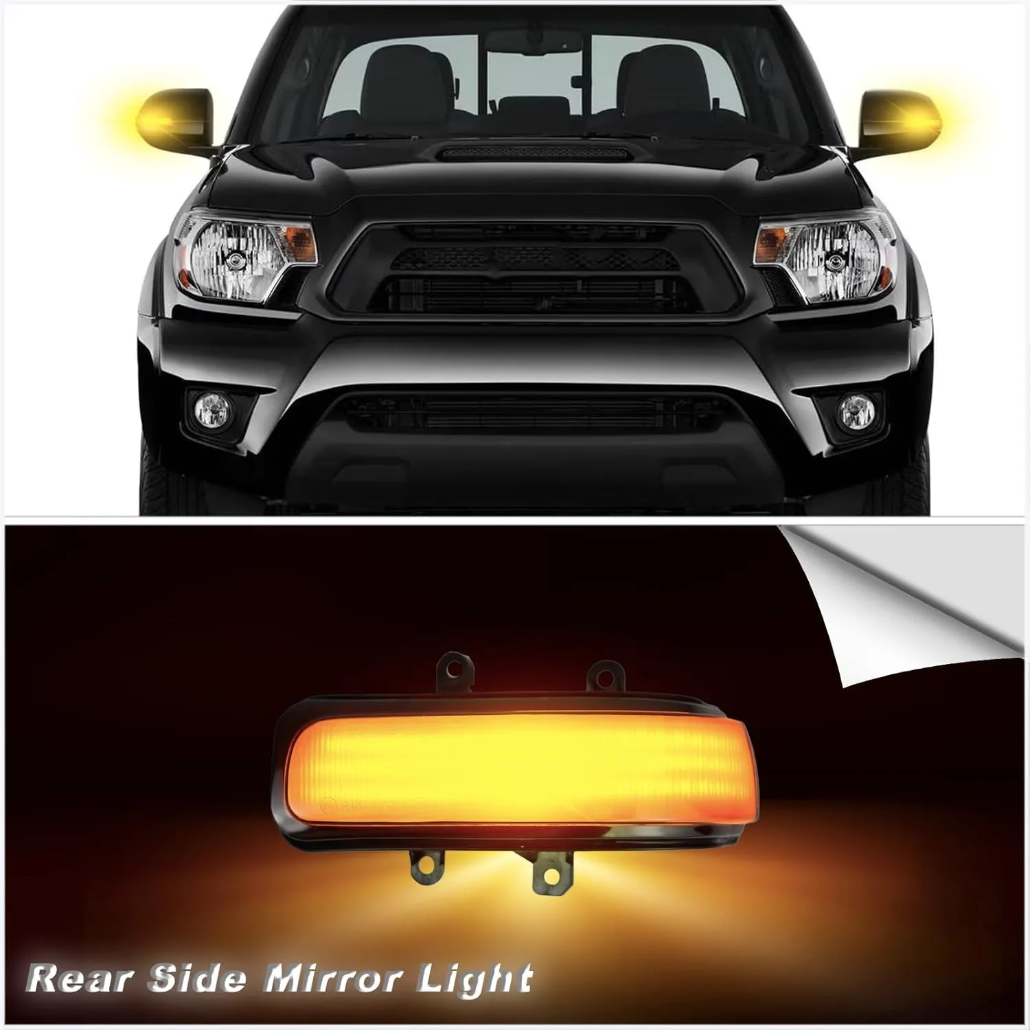 Smoke LED Side Mirror Marker Lights Compatible with 2012-2015 Toyota Tacoma, 2013-2020 Sienna, 2010-2013 4Runner, 2009-2012 RAV4 - Amber Dynamic Turn Signal Indicator Lamp Assembly (SMOKE)