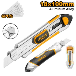 Snap Off Blades Knife Aluminum Alloy Shell with 6Pcs SK5 Blades HKNS1808