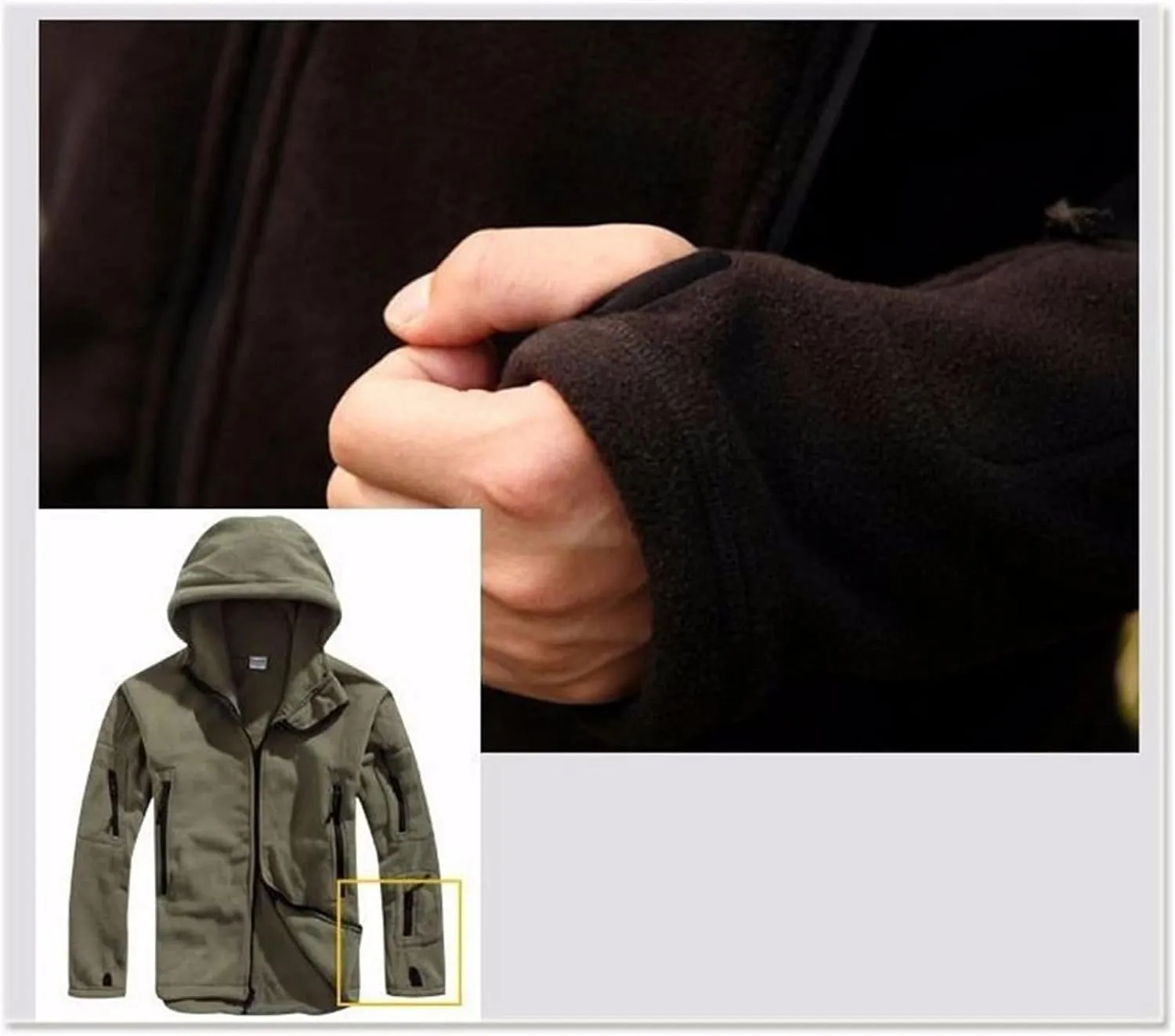 SNPP Outdoor Jacket with Hood Windbreaker Hoodie Jacket Men Clothing Fleece Lined Warm Hiking Jacket Trekking Camping,Grey-Large
