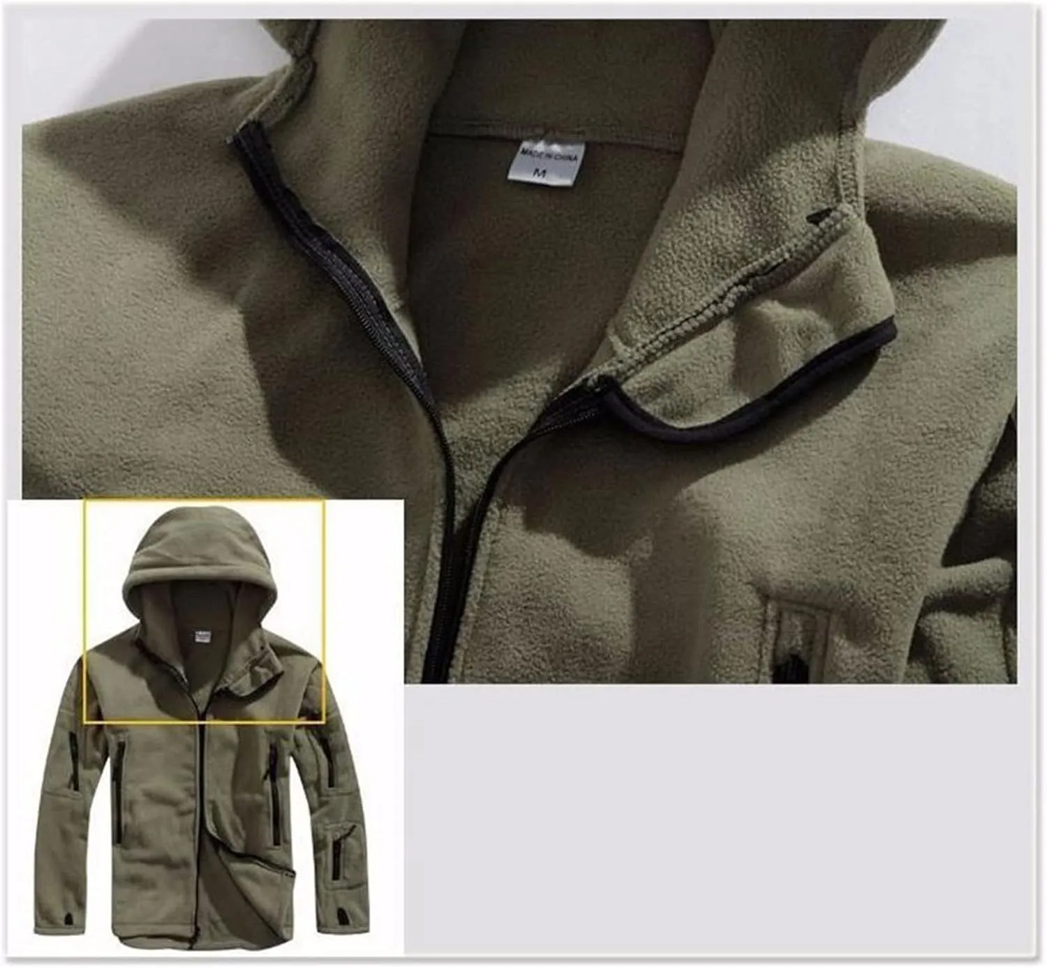 SNPP Outdoor Jacket with Hood Windbreaker Hoodie Jacket Men Clothing Fleece Lined Warm Hiking Jacket Trekking Camping,Grey-Large
