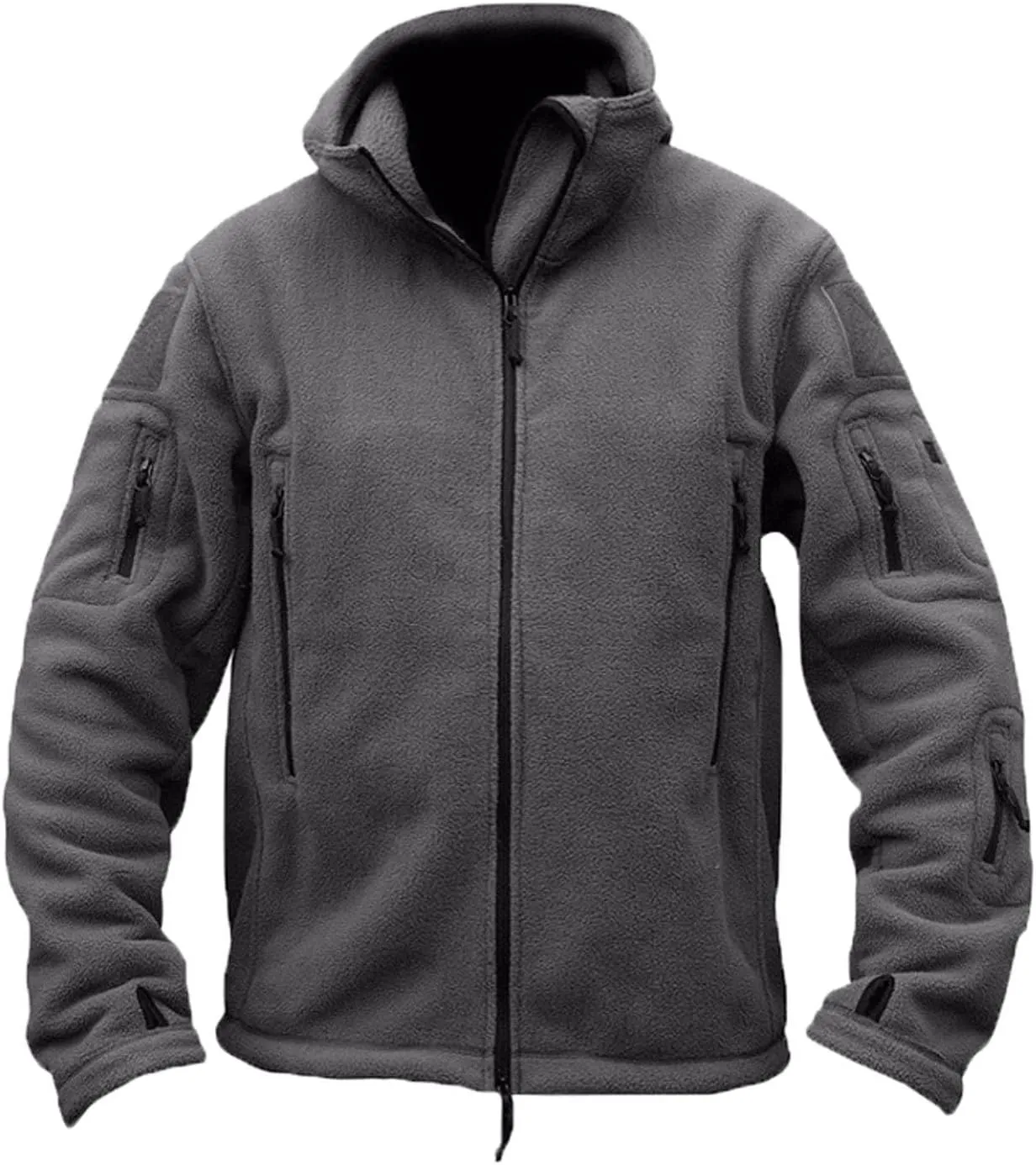SNPP Outdoor Jacket with Hood Windbreaker Hoodie Jacket Men Clothing Fleece Lined Warm Hiking Jacket Trekking Camping,Grey-Large