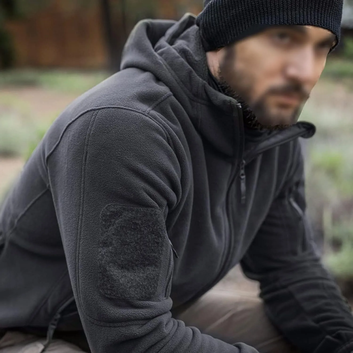 SNPP Outdoor Jacket with Hood Windbreaker Hoodie Jacket Men Clothing Fleece Lined Warm Hiking Jacket Trekking Camping,Grey-Large