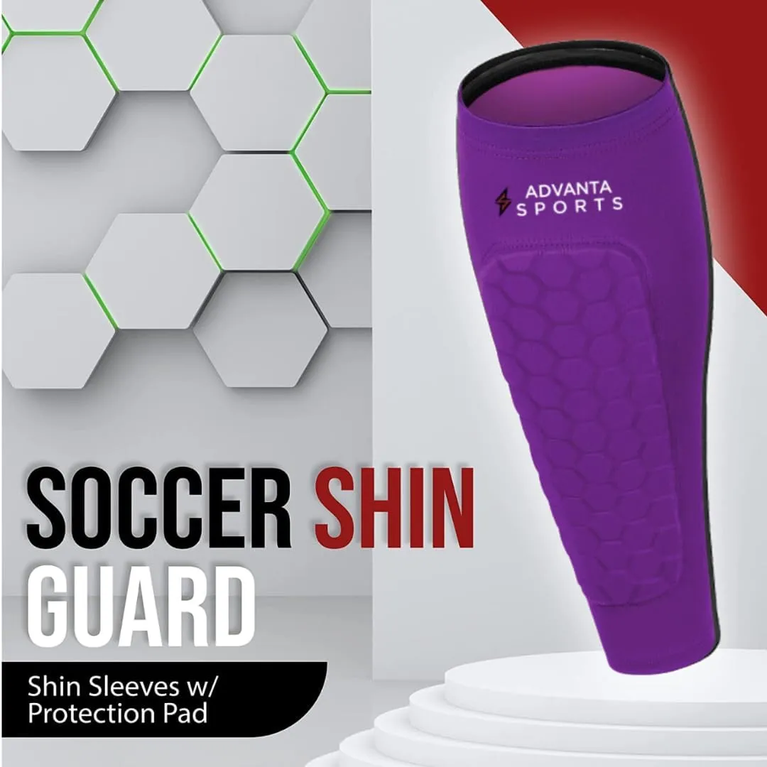 Soccer Shin Guards for Kids Youth - Protective Soccer Gear for Boys, Girls - Adults Men Women Compression Sleeve - Football, Boxing