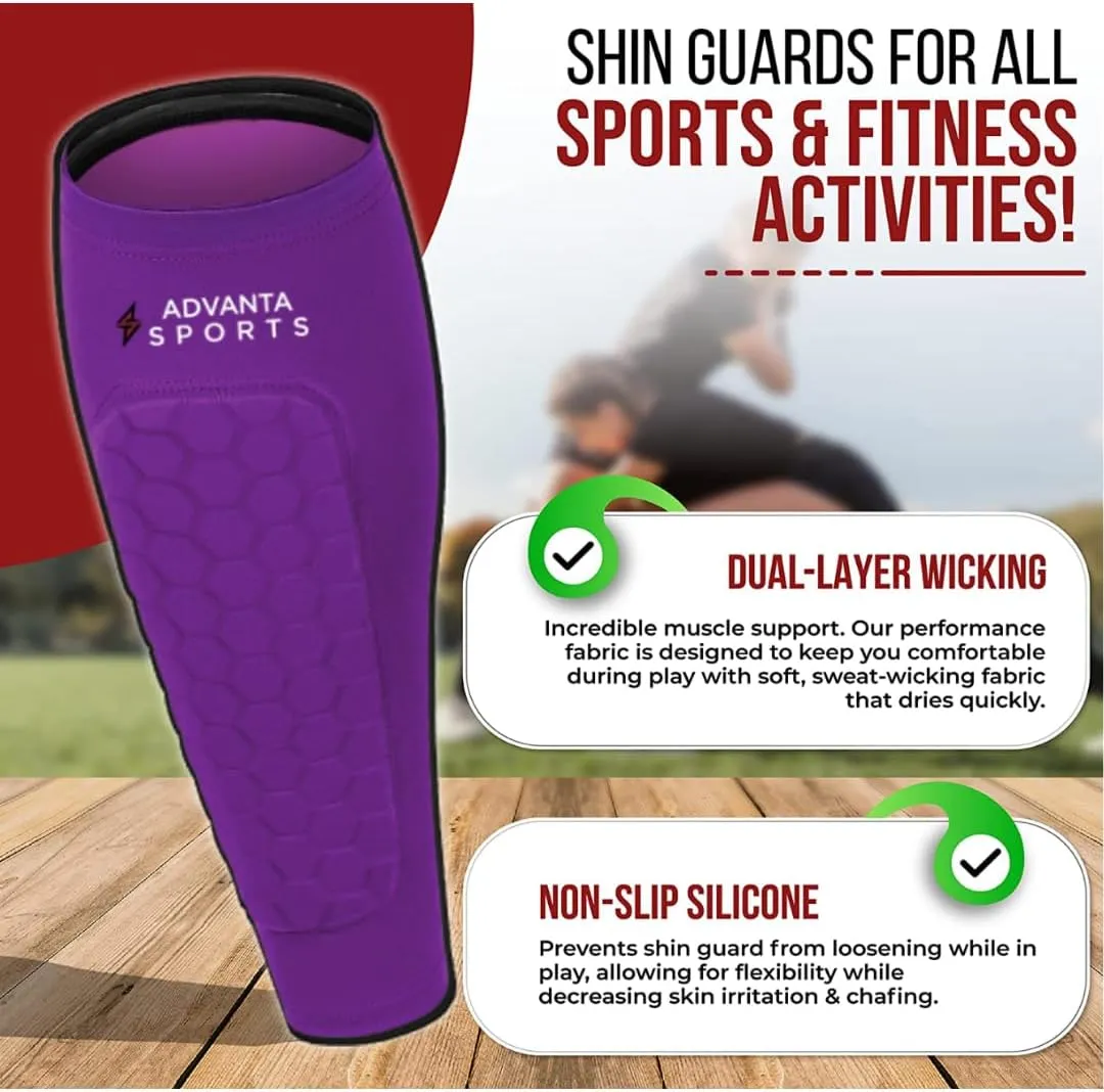 Soccer Shin Guards for Kids Youth - Protective Soccer Gear for Boys, Girls - Adults Men Women Compression Sleeve - Football, Boxing