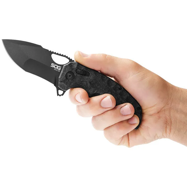 SOG Kiki XR Quick-Opening Folding Pocket Knife with Linen Micarta Handle