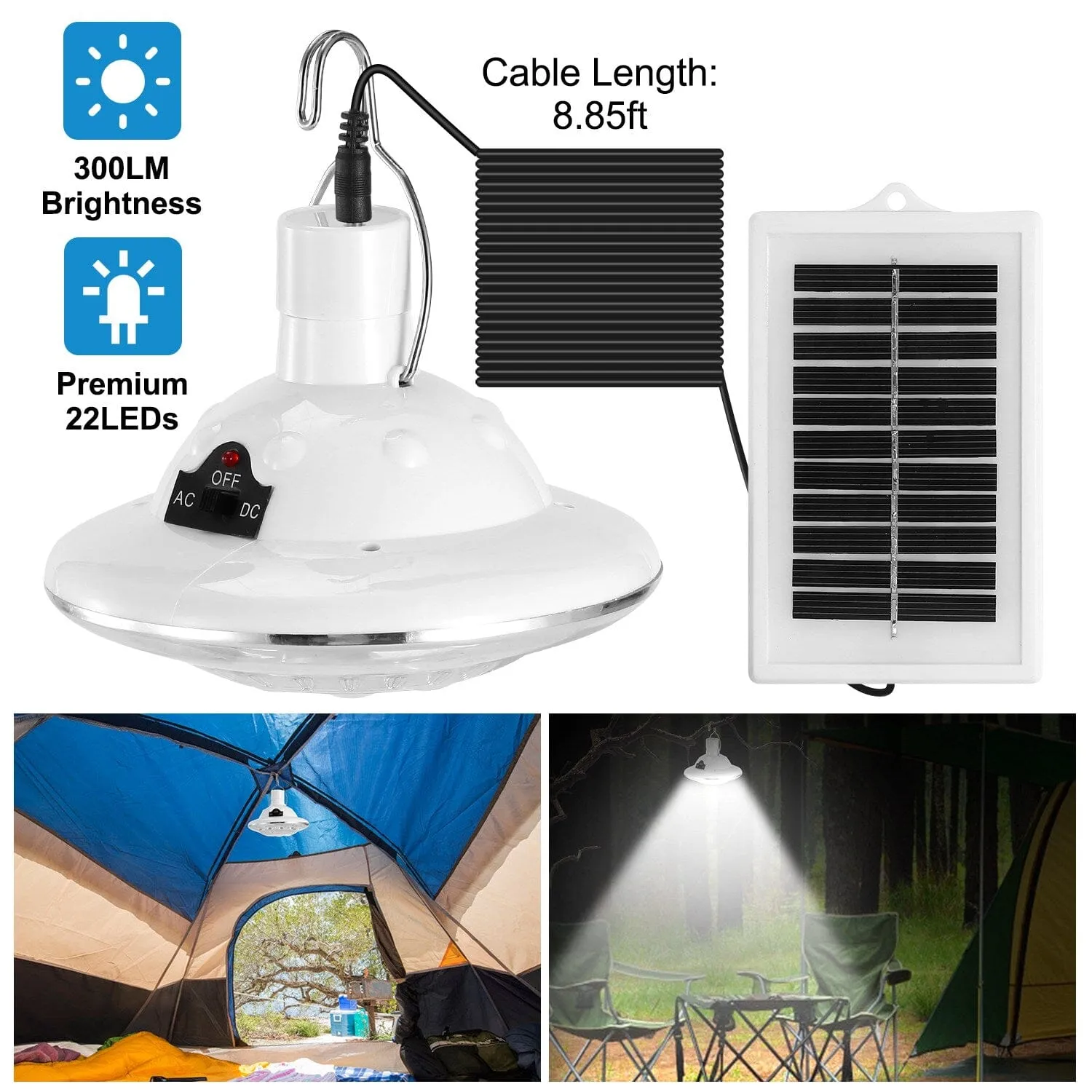 Solar Camping Light Hanging LED Bulb Lamp