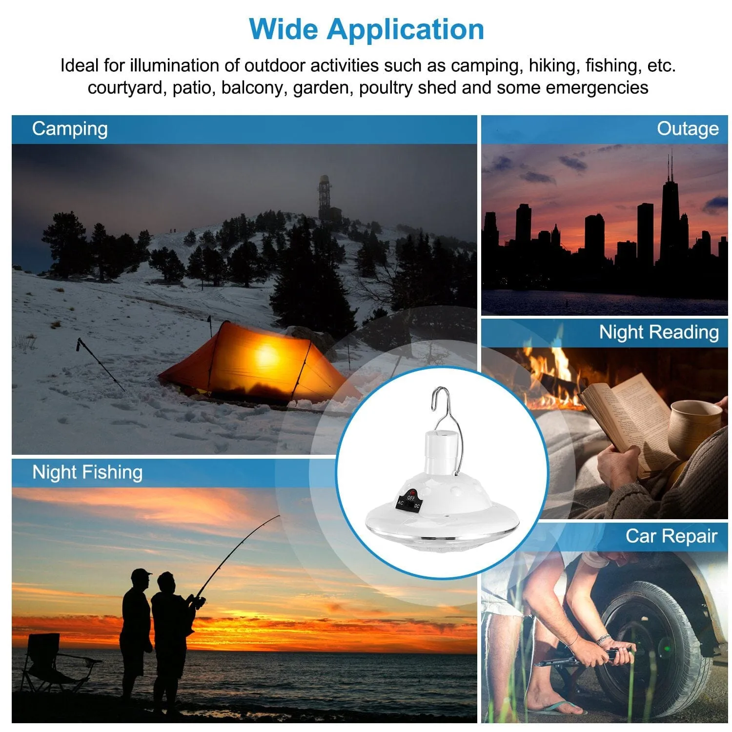 Solar Camping Light Hanging LED Bulb Lamp