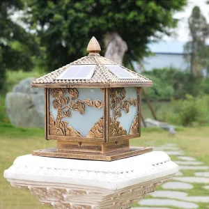 Solar Column Head lamp Decorative Column Outdoor Waterproof Garden lamp Household Doorpost Wall lamp Garden Villa Outdoor Door lamp (Color : Bronze, Size : S)