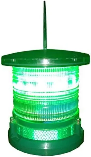 Solar Dock High Power Warning Light - Waterproof Marine Solar Dock Lighting - Green LED Constant or Flashing 360 Degree Lighting