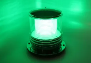 Solar Dock Warning Light - Waterproof Solar Dock Lighting - Green LED Constant On or Flashing 360 Degree Lighting